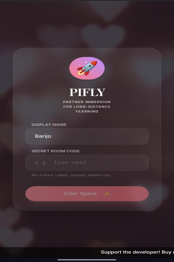Pifly Login Screen